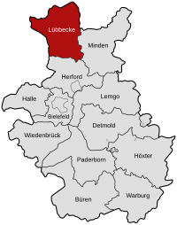 Lage des Kreises im Regierungsbezirk Minden 1832–1947 und Regierungsbezirk Detmold 1947–1968