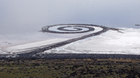 Spiral Jetty by Robert Smithson from atop Rozel Point, in mid-April 2005