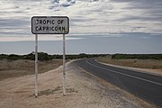 Road sign marking Tropic of Capricorn in Western Australia