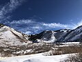 View of Horse Mountain in winter, looking to the east on La Sal Loop Road, in Pinhook Valley, Utah