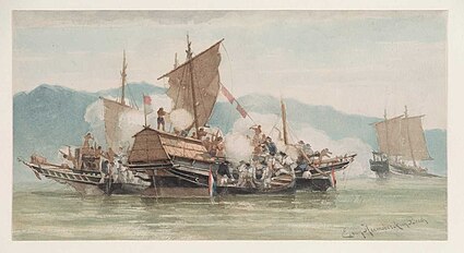 A fight between Filipino pirates, Bugis trading ship, and Dutch mariners.