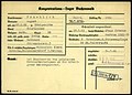 Registration card of August Froehlich as a prisoner at Buchenwald Nazi Concentration Camp. Reason (“Grund”) for imprisonment: “forwarded complaints from Polish civil workers to employers.”