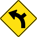 (W2-9) Side road intersection from right on a curve to left