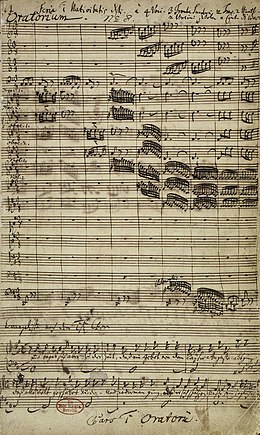 First page of the manuscript of Bach's score