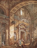 Interior of a Roman basilica with figures (1769), private collection.