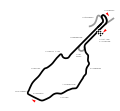 Streckenführung der Südschleife 1927–1972