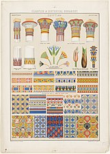 Egyptian patterns, motifs and capitals, unknown illustrator, published by L. Prang & Co., 1874