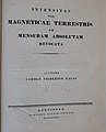 Title page of an 1833 copy of "Intensitas vis Magneticae Terrestris ad Mensuram Absolutam Revocata."