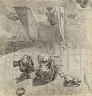 Bird's Eye View of a Man and Woman Conversing (c. 1830), graphite, 18.3 x 17.8 cm., National Gallery of Art