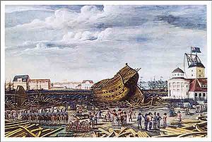 C.W. Eckersberg's The British Destruction of the Danish Ships under Construction at Holmen