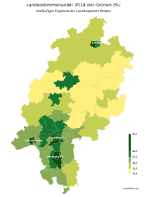 Vorläufiges Ergebnis der Grünen (Anteil Landesstimmen)