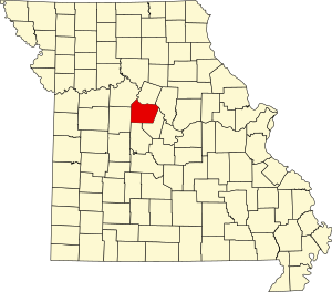 Map of Missouri highlighting Cooper County