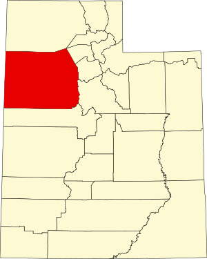 Map of Utah highlighting Tooele County