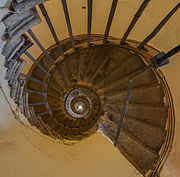 View up the interior staircase