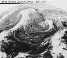 Satellite image of a large storm system
