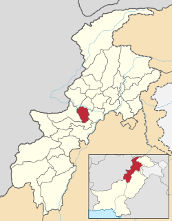Karte von Pakistan, Position von Distrikt Peshawar hervorgehoben