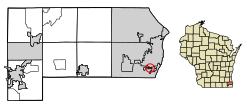 Location of Elmwood Park in Racine County, Wisconsin.