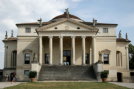 Renaissance Ionic columns of the Villa La Rotonda, outside Vicenza, Italy, by Andrea Palladio, 1567-1605