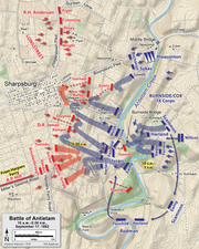 Map shows the southern part of the Battle of Antietam.