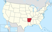Arkansas highlighted on a map of the United States