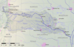 The Arkansas River flows through Colorado, Kansas, Oklahoma, and Arkansas, and its watershed also drains parts of Texas, New Mexico and Missouri.