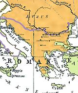 Slawisches Siedlungsgebiet auf dem Balkan, um 650