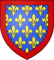 Berry's arms as they appear on the reliquary: d'azur semé de fleurs de lys d'or, à la bordure engrelée de gueules