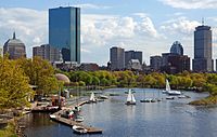 Boston's Back Bay neighborhood is situated along the tree-lined esplanade of the Charles River.