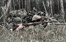 German soldiers with a capture SVT-40 rifle