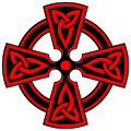 Celtic cross with triquetras.