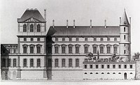 Southern elevation ca.1650 with the Pavillon du Roi on the left, reconstruction by Henri Legrand (1868)