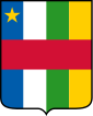 The flag as adopted by the Legislative Assembly of Ubangi-Shari on 1 December 1958 placed onto the coar of arms