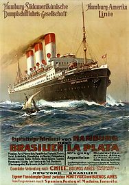 Poster (ca. 1913) Cap Trafalgar of the Hamburg-South America Line