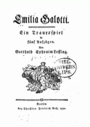Titelblatt der Buchausgabe von Lessings „Emilia Galotti“ von 1772