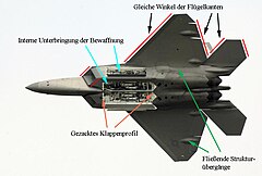 Die Lufteinlässe des F-22 Raptor als Untersicht