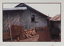 „Fanti Village, Liberia“, Rastersiebdruck von Detlef Hansen, 1987