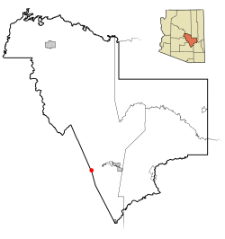 Location in Gila County and the state of Arizona
