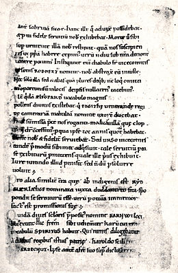 A carefully handwritten page with 27 lines of text arranged into a bit more than 4 paragraphs. Each line contains about 8 lower case Latin words. No illustrations, just lines of black text on cream coloured parchment.