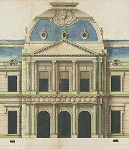 Elevation of the central pavilion of the Château de Clagny, built for Madame de Montespan (1674–1680)]