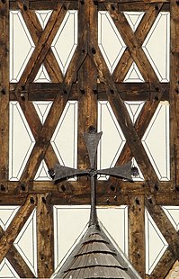 Detail of a half-timbered wall of the Holy Trinity Church in Świdnica