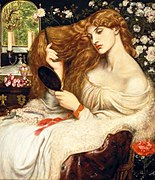 Lady Lilith (1868), Delaware Art Museum (Fanny Cornforth, overpainted at Kelsmcott 1872–73 with the face of Alexa Wilding)[65]