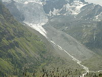 Lateral moraines of a retreating glacier in Engadin.