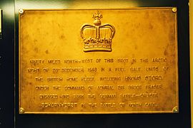 Battle of North Cape commemorative plaque