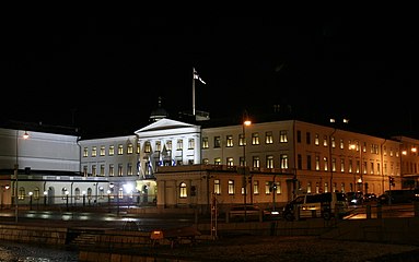 Presidential Palace in night time, Finland Independence Day in 2011