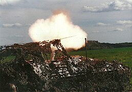Self-propelled mortar VCTM opening fire.