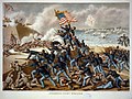 USCT regiment storming Fort Wagner representative of the 54th Massachusetts infantry-as it shows Colonel Shaw as a fatality