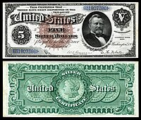 $5 Silver Certificate, Series 1886, Fr.264, depicting Ulysses Grant