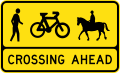 (W6-V105) Pedestrian, Cyclist and Equestrian Crossing Ahead (used in Victoria)