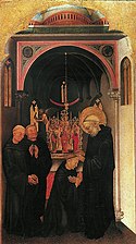 Der hl. Benedikt exorziert einen Mönch, ca. 1415-1420, Uffizien, Florenz