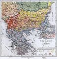 Ethnographic map of the Balkans by the pro-Greek[29] A. Synvet of 1877, a French professor of the Ottoman Lyceum of Constantinople